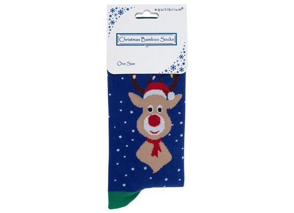 Reindeer Ladies Xmas Bamboo Socks by Equilibrium 