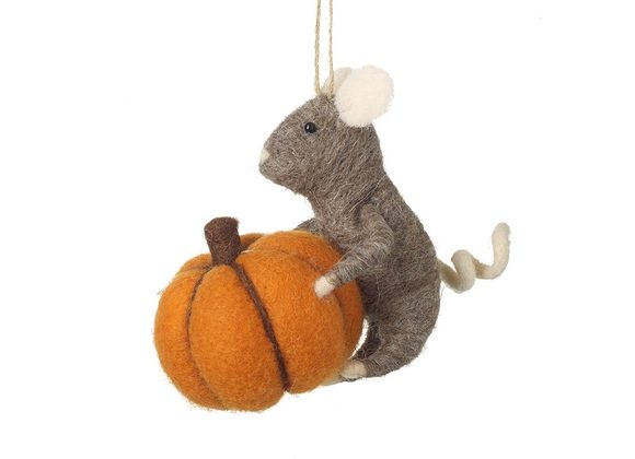 Wool Mouse with Pumpkin by Heaven Sends