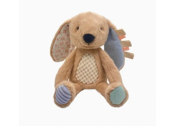 Small Plush Bunny, Sensory Snuggables  - Beige and Blue