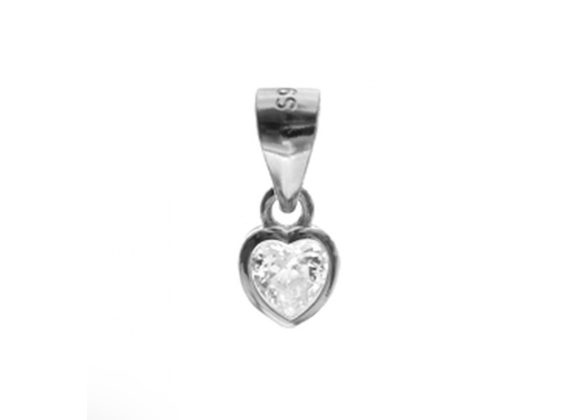 925 Silver & CZ Dainty Heart Pendant & Chain