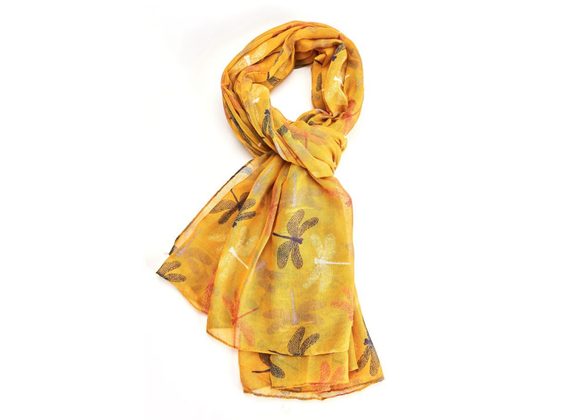 Dragonflies design Scarf - Mustard