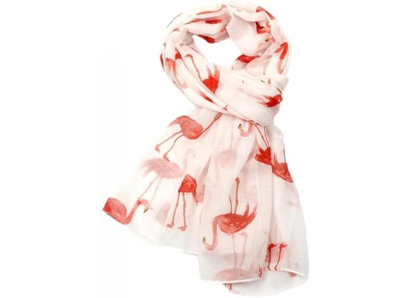Flamingo design Scarf - White