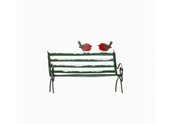 Park Bench with two Robins metal Decoration