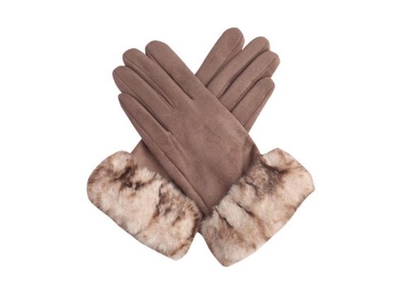 Light Brown Faux fur Gloves