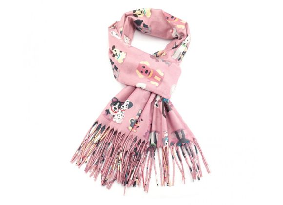 Dogs Print Scarf – Pink