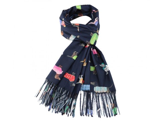 Dogs in Coats and Hats - Navy Scarf
