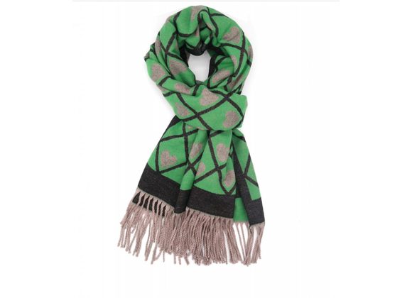Hearts Design Scarf - Green