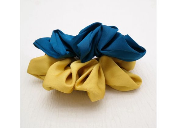 Yellow and Teal Satin Scrunchies (Twin Pk)