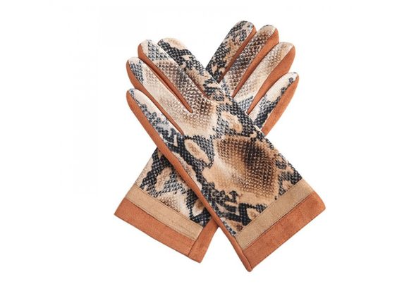 Faux Animal Print Gloves - Tan