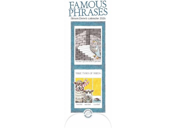 Simon Drew’s Famous Phrases 2026 Slim Wall Calendar