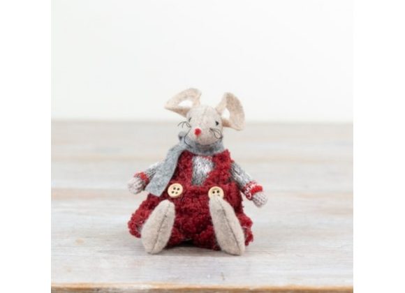 Sitting Fabric Mouse Decoration - Red