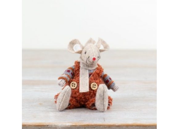 Sitting Fabric Mouse Decoration - Burnt Orange