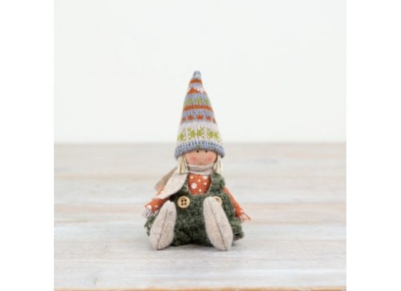 Sitting Fabric Girl Decoration - Green
