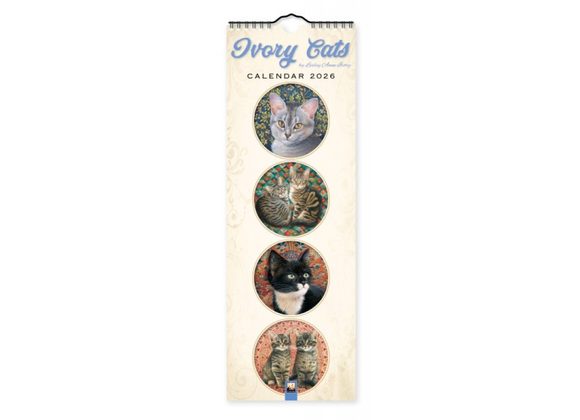 Ivory Cats Slim Calendar 2026 (Art Calendar)