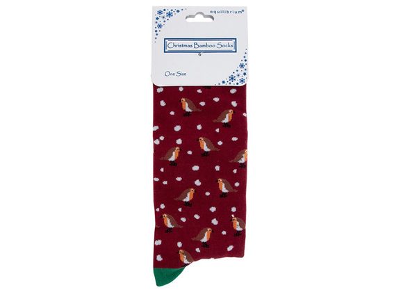 Robin Men's Xmas Bamboo Socks by Equilibrium