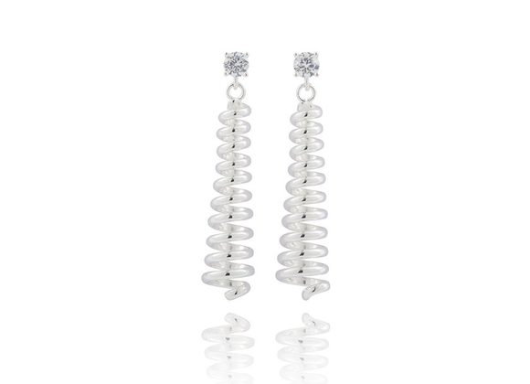 Silver Plated & CZ spiral drop Earrings by Equilibrium