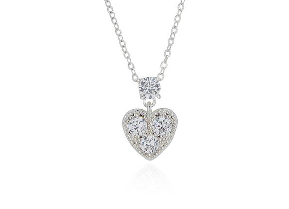 Silver Plated & CZ Heart Necklace by Equilibrium
