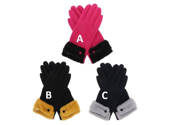 Two tone faux fur cuff Gloves
