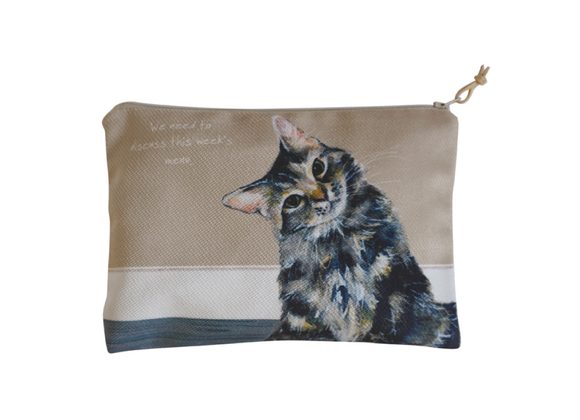 Tabby Cat Large Zip Purse / Cosmetic Bag