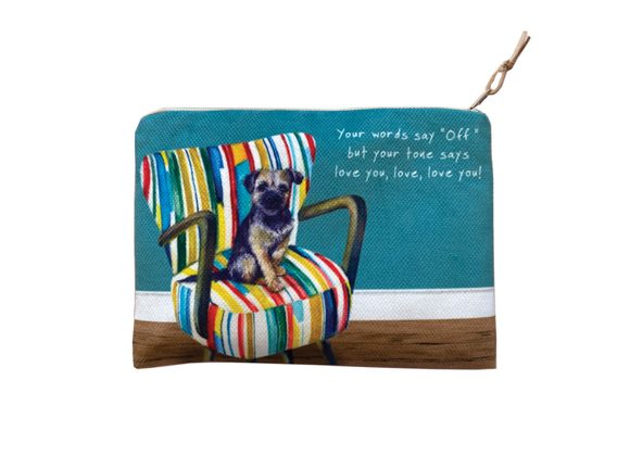 Border Terrier Large Zip Purse / Cosmetic Bag