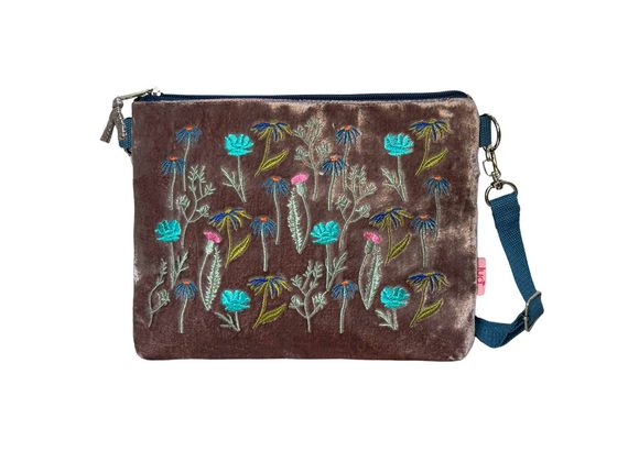 British wildflower Meadow Cross Body Bag by Lua, Mink