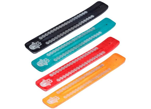 Mango Wood Hamsa Palm Inlay Ashcatcher Incense Sticks burner