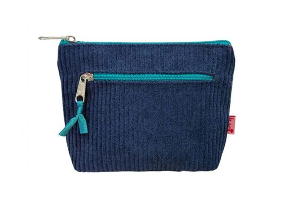 Navy Corduroy - 2 Zipped Purse by Lua