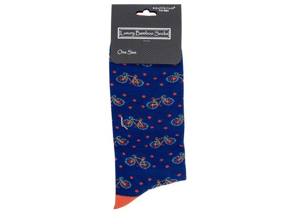 Cycles Men's Blue Bamboo Socks by Equilibrium 