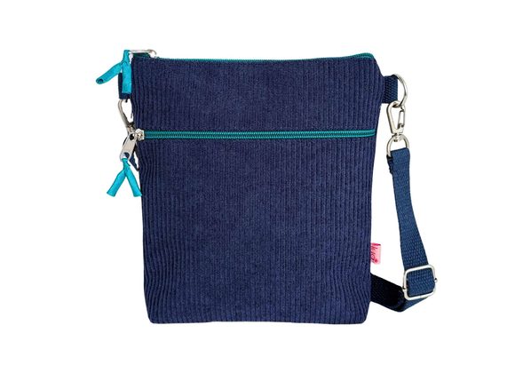 Navy Corduroy Cross Body Bag by Lua