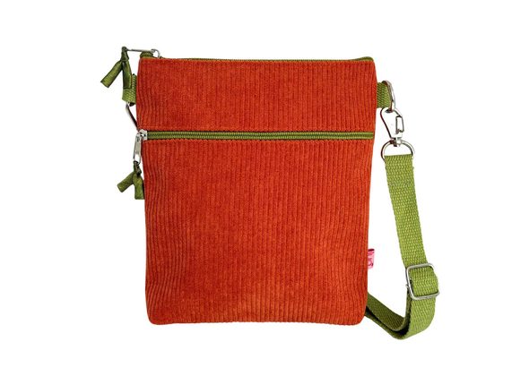 Dark Orange Corduroy Cross Body Bag by Lua