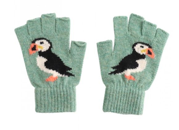 Green Fingerless Gloves – Puffin