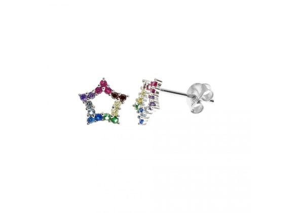 925 Silver & Multi CZ Star stud Earrings