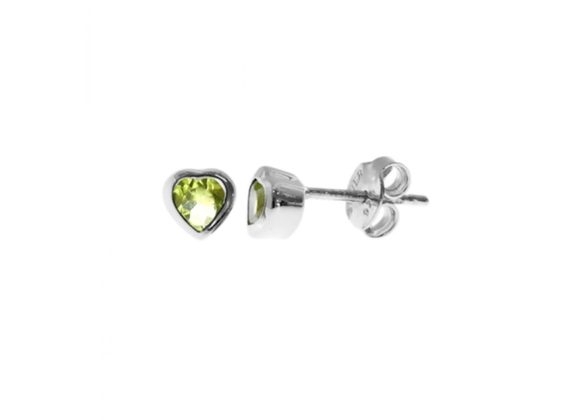 925 Silver & Peridot Heart stud Earrings