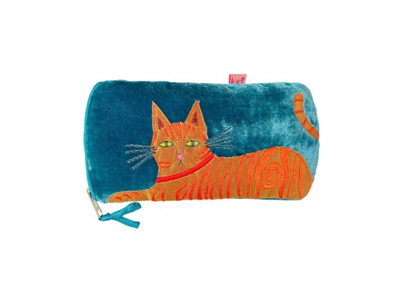 Teal Velvet Ginger Cat Glasses Pouch by Lua 