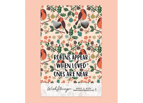 Robins appear when loved ones are near - Heart Earrings