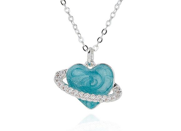 Planet Heart Silver Plated Necklace by Equilibrium