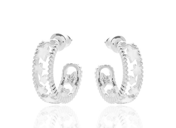 Celestial Stars Silver Plated Hoop Earrings by Equilibrium