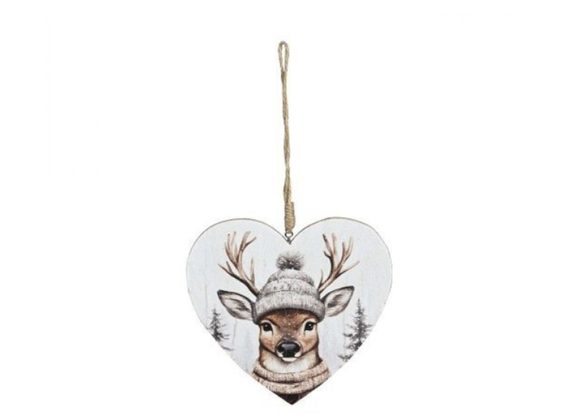 Winter Deer Heart shaped Hanger (15cm)