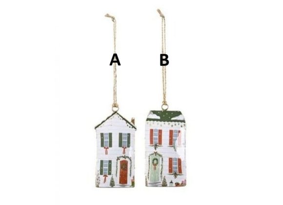 White Festive House metal hanging decoration (2 designs)