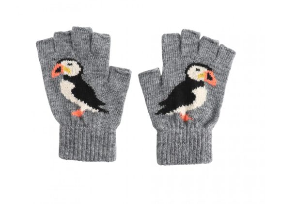 Grey Fingerless Gloves – Puffin