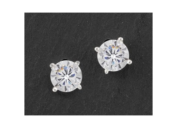 Silver Plated & CZ solitaire Stud Earrings by Equilibrium