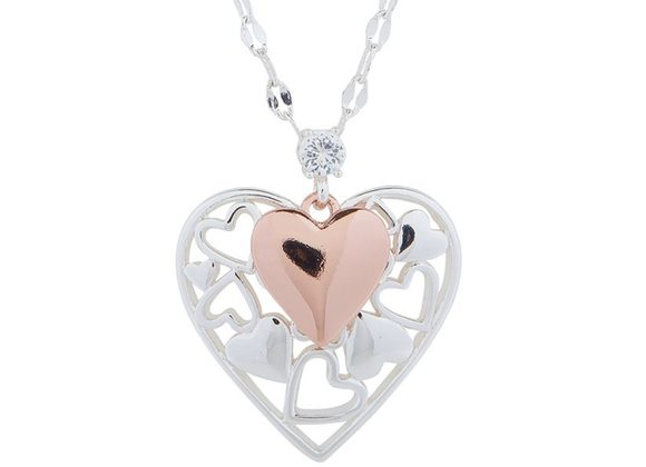 Stunning two tone Silver Plated Heart Necklace by Equilibrium