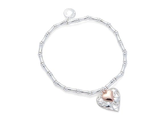 Two tone Silver Plated Hearts Bracelet by Equilibrium