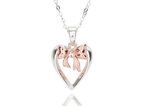 Eternal Bow Two Tone Bow Heart Necklace by Equilibrium