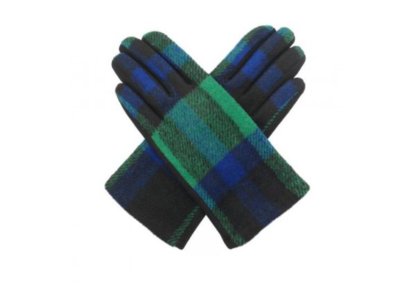 Green colour tartan Gloves