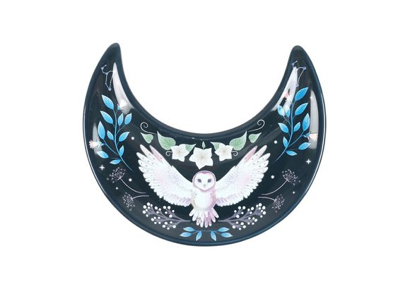 Crescent Moon Owl Print Trinket Dish