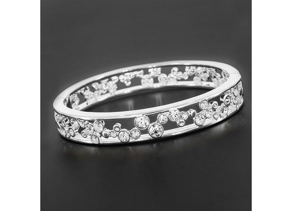 Modern Crystals Silver Plated Bangle by Equilibrium
