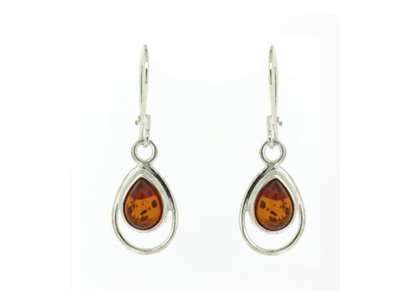 925 Silver & Amber Drop Earrings