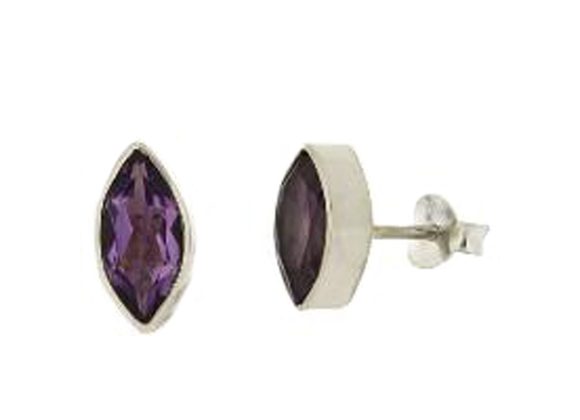 925 Silver Marquise Amethyst stud Earrings