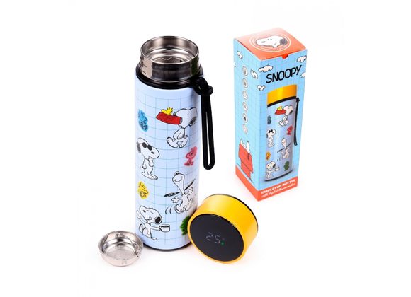 Snoopy & Woodstock Hot & Cold Digital Thermometer Bottle